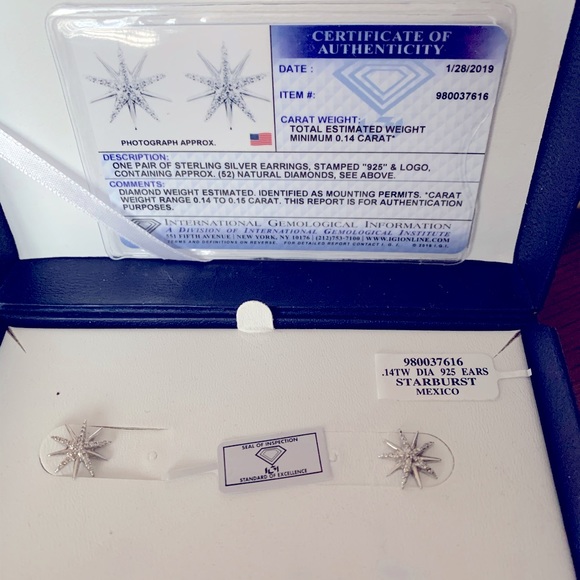 Sterling silver earrings with diamonds - Picture 1 of 1